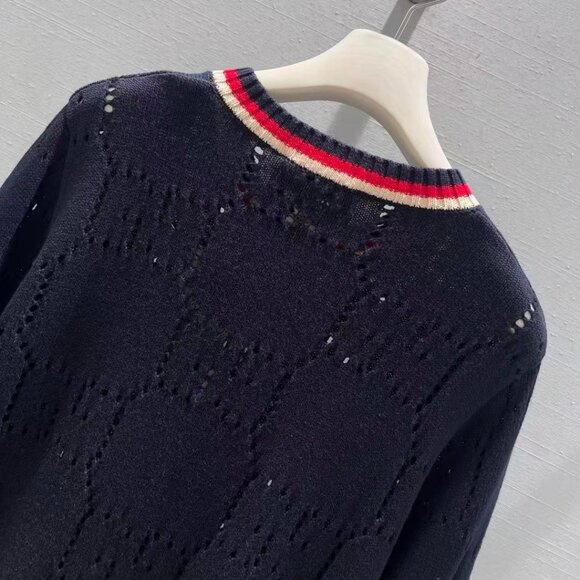Gucci Navy Cardigan with Gold Buttons - Picture 4 of 5
